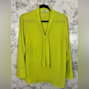 Carla Ferroni Woman Green Lime Long Sleeve Blouse Sz  M  Used  2